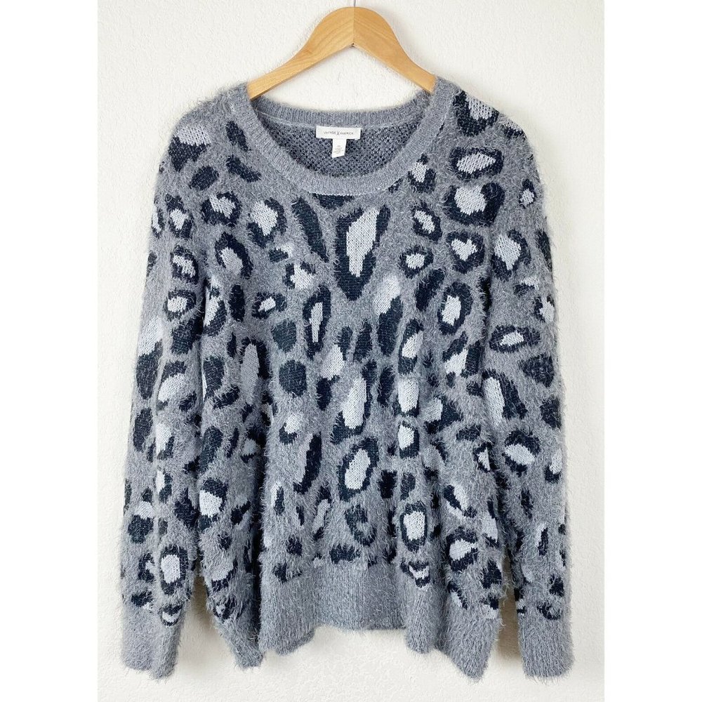 Vintage America Gray Zelda Leopard Eyelash sweater Q